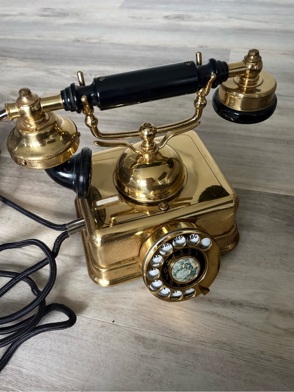 Vintage Brass Finish Rotary Dial Telephone Victorian French Style